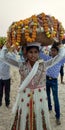 This is an Indian girl who is worshiped like Royalty Free Stock Photo