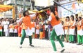 Indian girls fight with iron sword