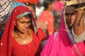 Indian girls with traditional colored saree