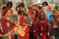 Indian girls with traditional colored saree