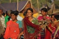 Indian girls with traditional colored saree