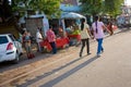 Indian girls walking in market