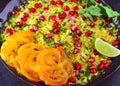 Indian glutenfree breakfast Poha Jalebi Royalty Free Stock Photo