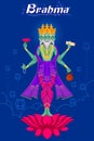 Indian God Brahma on lotus Royalty Free Stock Photo