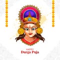 Indian god durga in happy durga puja subh navratri background