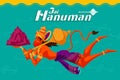 Indian God Hanuman with mountain