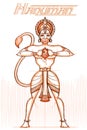 Indian God Hanuman in sketchy look