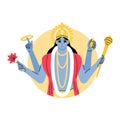 indian god lord vishnu. ethnic deity of Hinduism mythology. vector illustration design