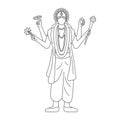 indian god lord vishnu. ethnic deity of Hinduism mythology. vector illustration design
