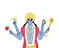 indian god lord vishnu. ethnic deity of Hinduism mythology. vector illustration design