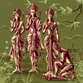 Indian God Rama Laxman and Sita with Hanuman