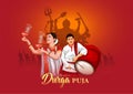 Indian God shri Druga in Happy Durga Puja Subh Navratri red background. vector illustration design