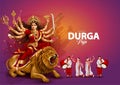 Indian God shri Druga in Happy Durga Puja Subh Navratri red background. vector illustration design