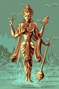 Indian God Vishnu giving blessing