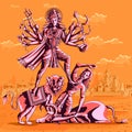 Indian Goddess Durga killing Mahishasura Royalty Free Stock Photo