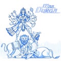 Indian Goddess Durga in sketchy look Royalty Free Stock Photo