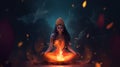 an indian goddess holika with fire generative AI