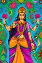 Indian Goddess Lakshmi for Diwali festival celebration in India