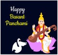 Indian Goddess Saraswati Mata Happy Basant Vasant Panchami Religious Card Design