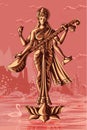 Indian Goddess Saraswati playing veena Royalty Free Stock Photo