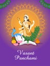 Indian Goddess Saraswati on Vasant Panchami Pooja festival background Royalty Free Stock Photo