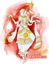 Indian Goddess Saraswati on Vasant Panchami Pooja festival background Royalty Free Stock Photo