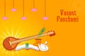 Indian Goddess Saraswati on Vasant Panchami Pooja festival background Royalty Free Stock Photo