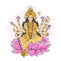 Indian goddess Shakti, sketch for your design Royalty Free Stock Photo