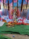 Indian goddess statue placed during festival