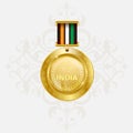 India national flag gold first place winners medal. Royalty Free Stock Photo