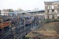 Indian goods and passenger train has stopped at rail station