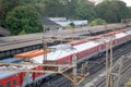 Indian goods and passenger train has stopped at rail station