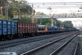 Indian goods train has stopped at rail station - Image Royalty Free Stock Photo