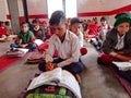 indian government school students reading togather at classroom in india January 2020