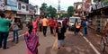 indian government workers cleaning road during clean india program on Gandhi birthday celebration Oct 2019