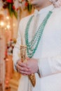 Indian groom getting ready wedding day Royalty Free Stock Photo