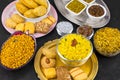 Indian Group of Diwali and Holi Celebration Food Royalty Free Stock Photo