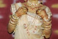 Indian Gujarati Bride or Dulhan in her traditional ethnic wedding dress.Indian marriage attire and lifestyle.