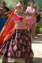 Dancing Indian Gujarati Kutchi young village girl Royalty Free Stock Photo