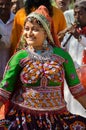 Dancing Indian Gujarati Kutchi young village girl Royalty Free Stock Photo