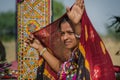 Dancing Indian Gujarati Kutchi young village girl Royalty Free Stock Photo