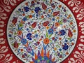 Indian hand-painted porcelain plate with flower designs.