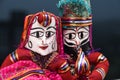 Indian handicraft, handmade puppet attached string, King and queen Rajasthan India.