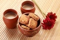 Indian Handmade Pottery Tea Glasses with Biscuits