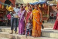 The indian happy big family on the bank of the Ganges River, editorial