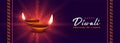 Indian happy diwali festival glowing banner design