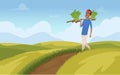 Indian harvesting background. Rural farmer working in field nature people agriculture colored template exact vector