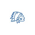 Indian head line icon concept. Indian head flat  vector symbol, sign, outline illustration. Royalty Free Stock Photo