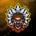 Indian head mascot esport logo design Royalty Free Stock Photo