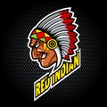 Indian Head from side. Can be used for club or team logo. Royalty Free Stock Photo